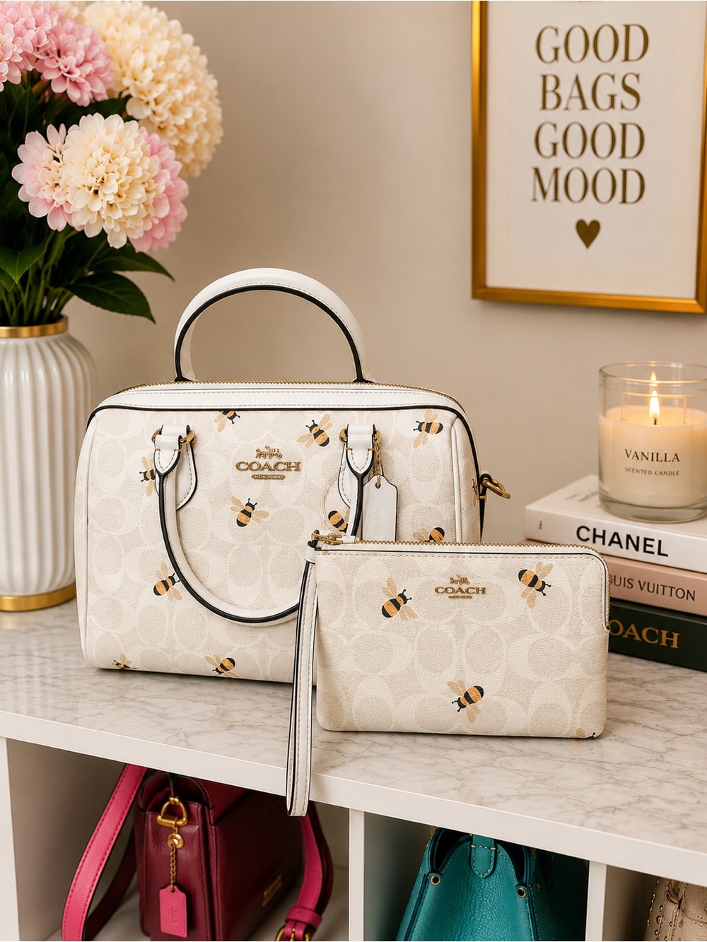 Coach Rowan Signature Bee Satchel & Wristlet